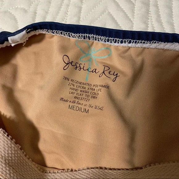 Jessica Rey swimwear size Medium swim dress striped pink skirt bathing suit - Picture 6 of 11